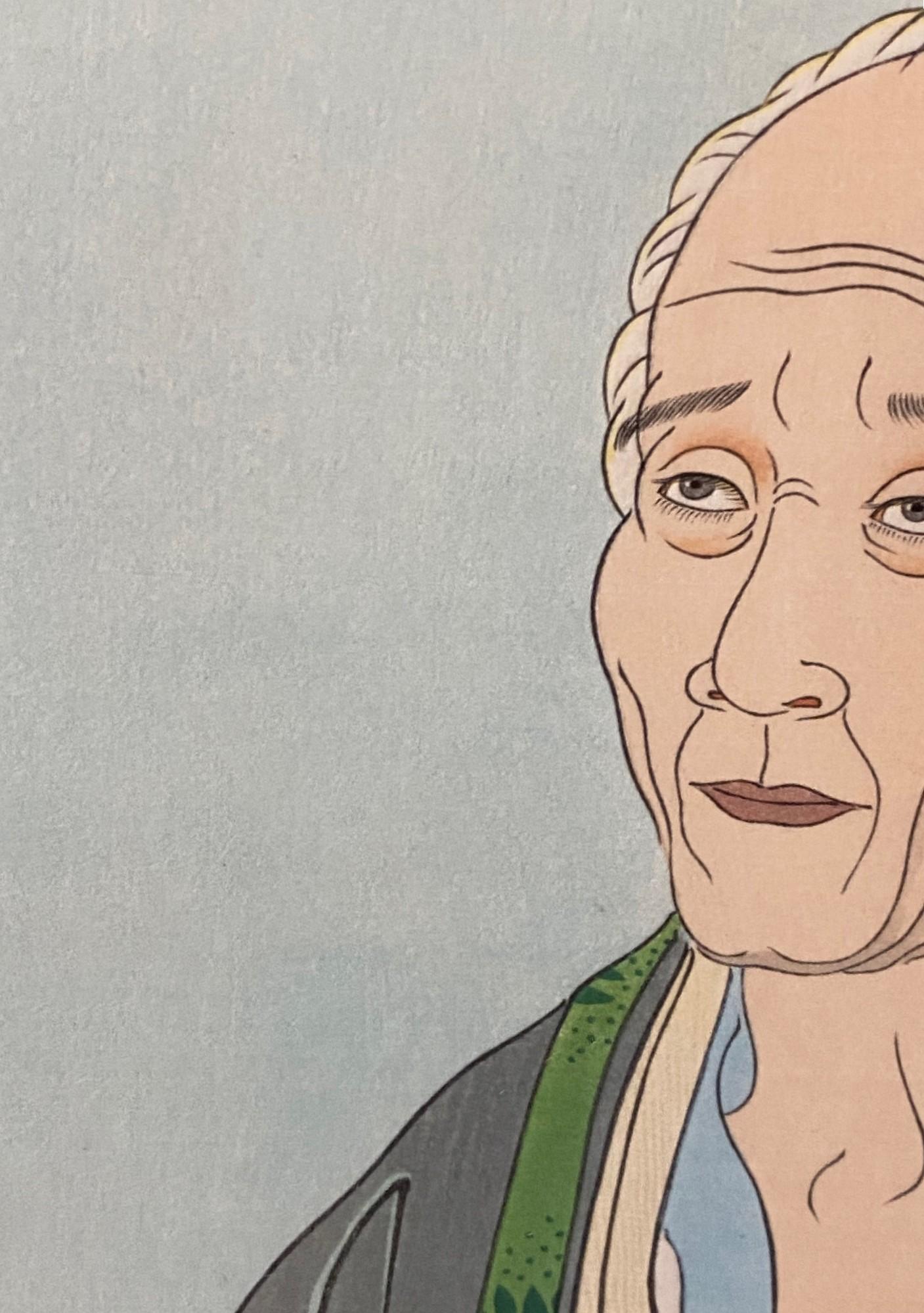 Paul Jacoulet Impresión xilográfica japonesa firmada Vieillad Au Chapelet, Kawadzu Madera en venta