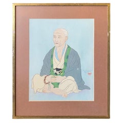 Signierter japanischer Holzschnitt Vieillad Au Chapelet von Paul Jacoulet, Kawadzu, Vieilladzu
