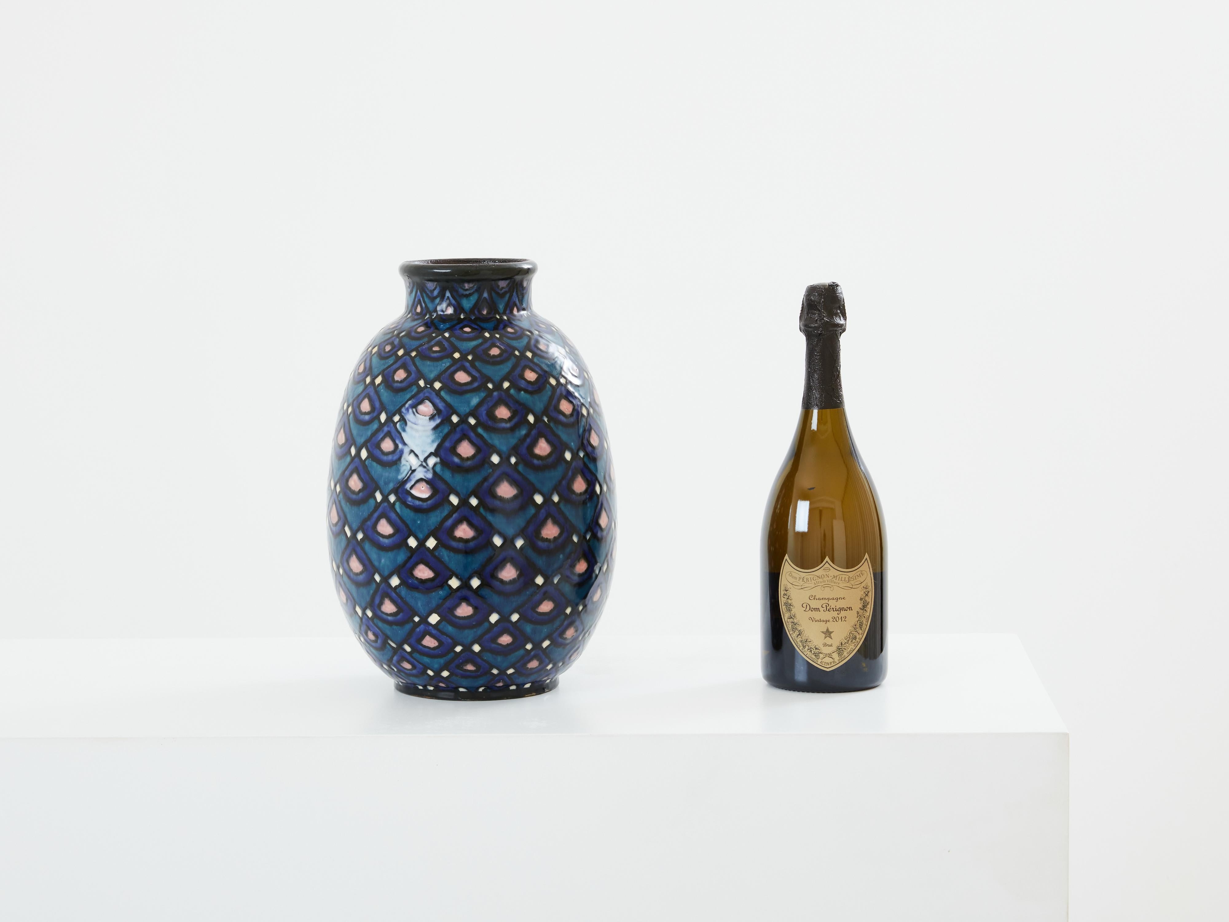 Paul Jacquet Vaso in ceramica smaltata Art Deco francese 1930 In condizioni buone in vendita a Paris, IDF