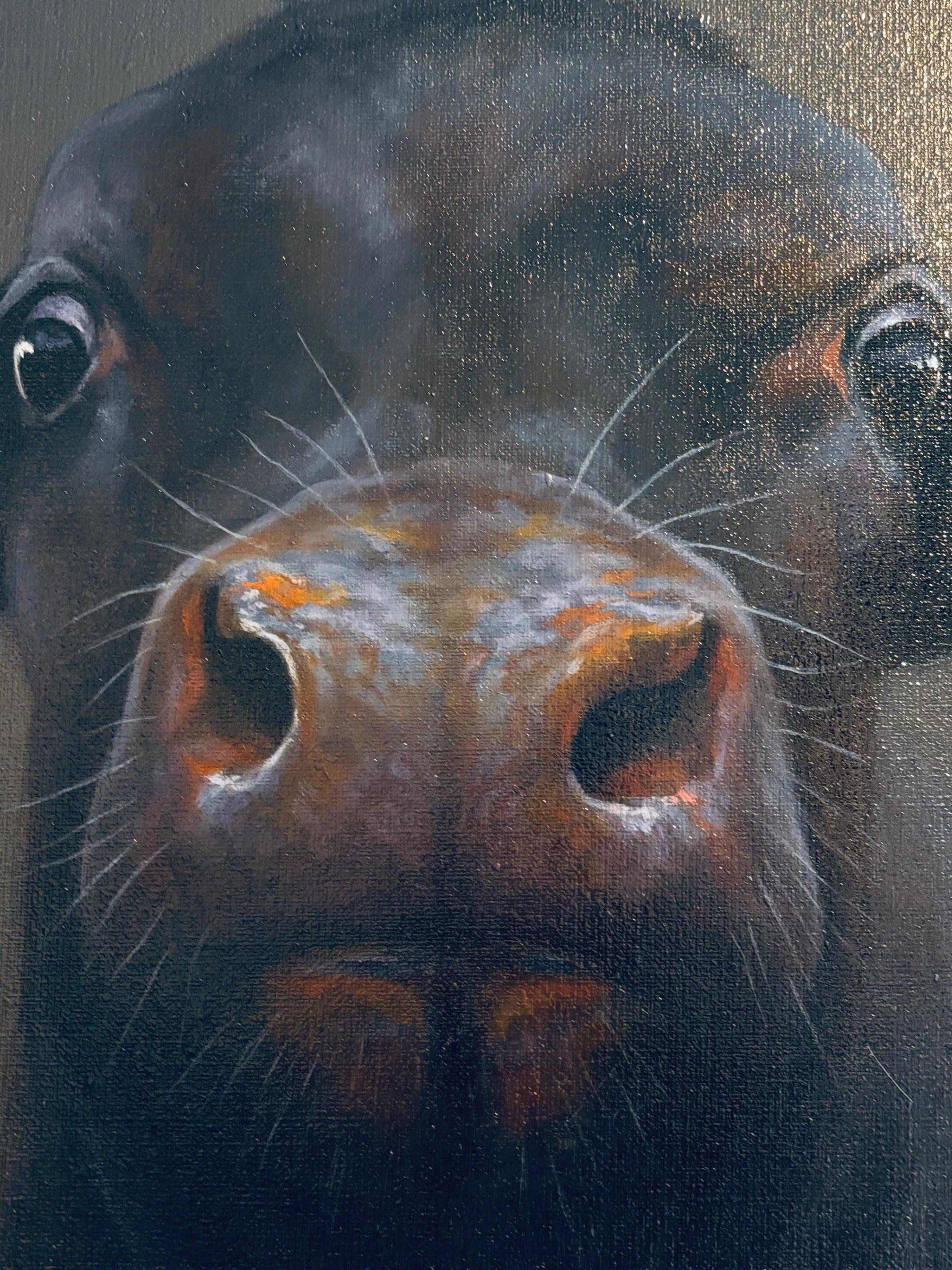 452. Out of the Darkness - original realistische Wildtiermalerei - zeitgenössische Kunst (Schwarz), Animal Painting, von Paul Jansen