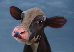 453 Portrait-original modern realism wildlife-cow oil painting-contemporary art