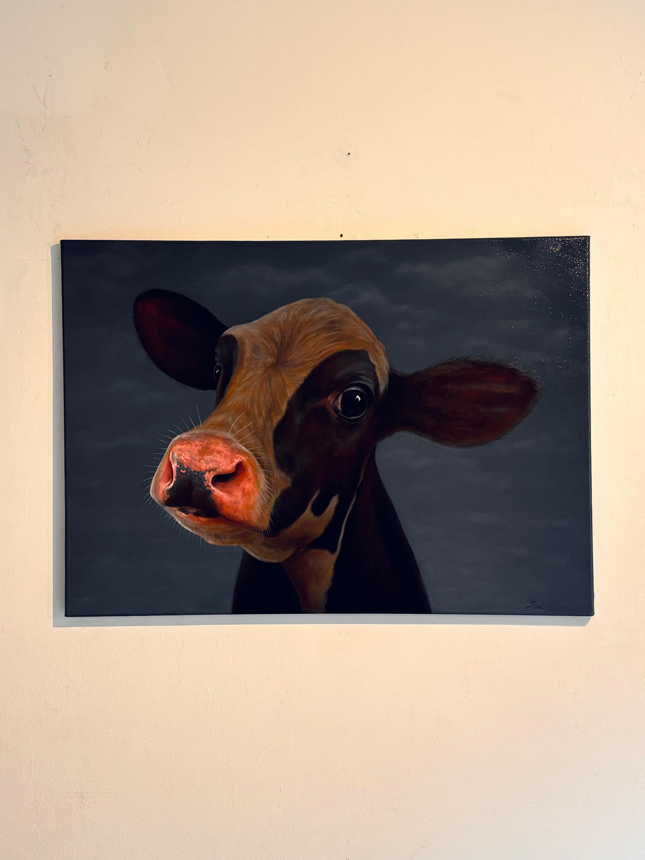 453. Portret- original realism wildlife portrait oil painting - contemporary art - Painting by Paul Jansen