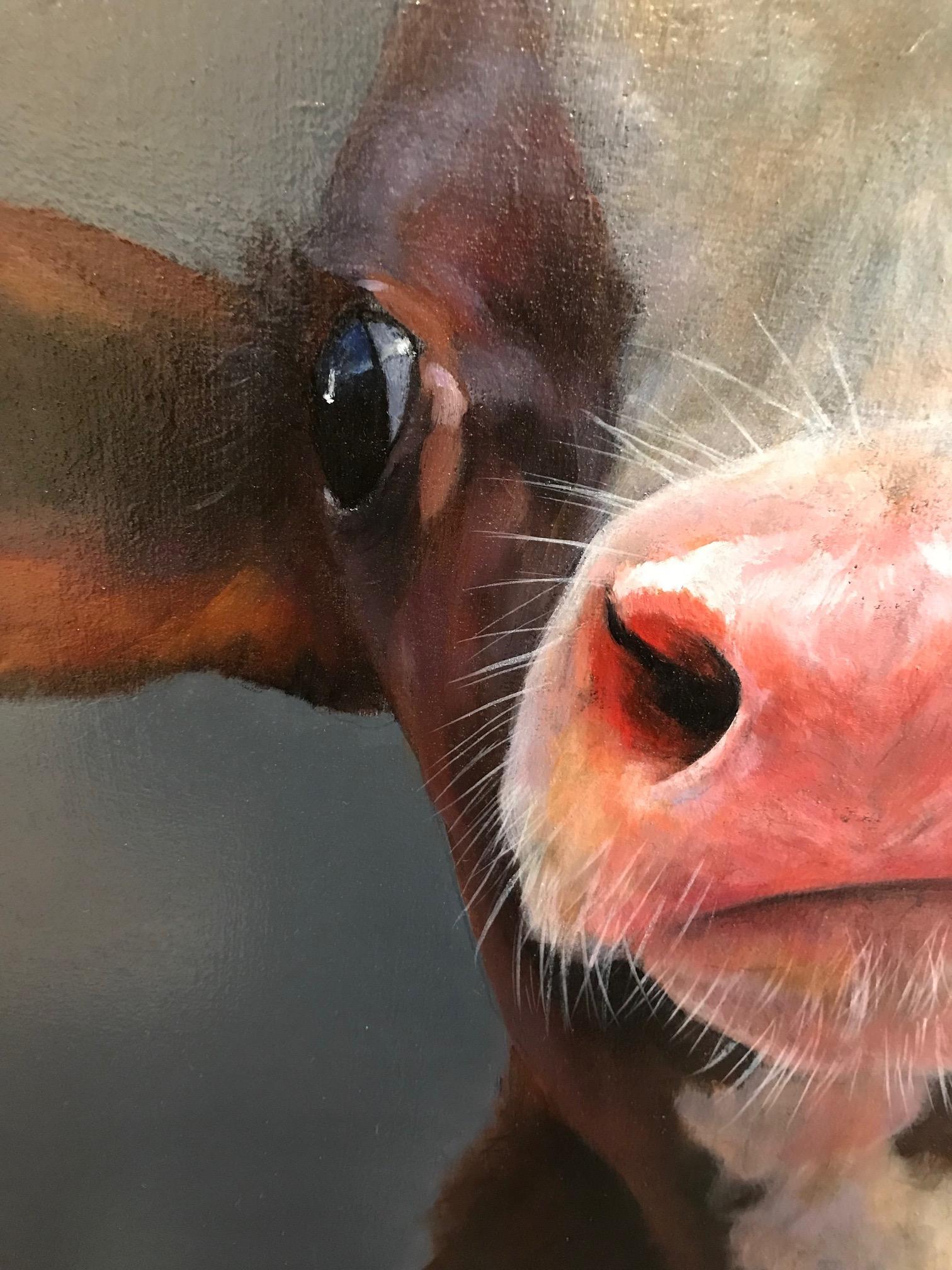The oil paintings of the contemporary Dutch artist Paul Jansen invites the viewer to look beyond the standard picture within the frame. It feels as if the curious animal really reaches out of the frame, as if the viewer stands face-to-face with the