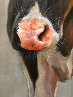 "Calf" Contemporary Dutch Oil Painting of a Dutch Calf, Cow