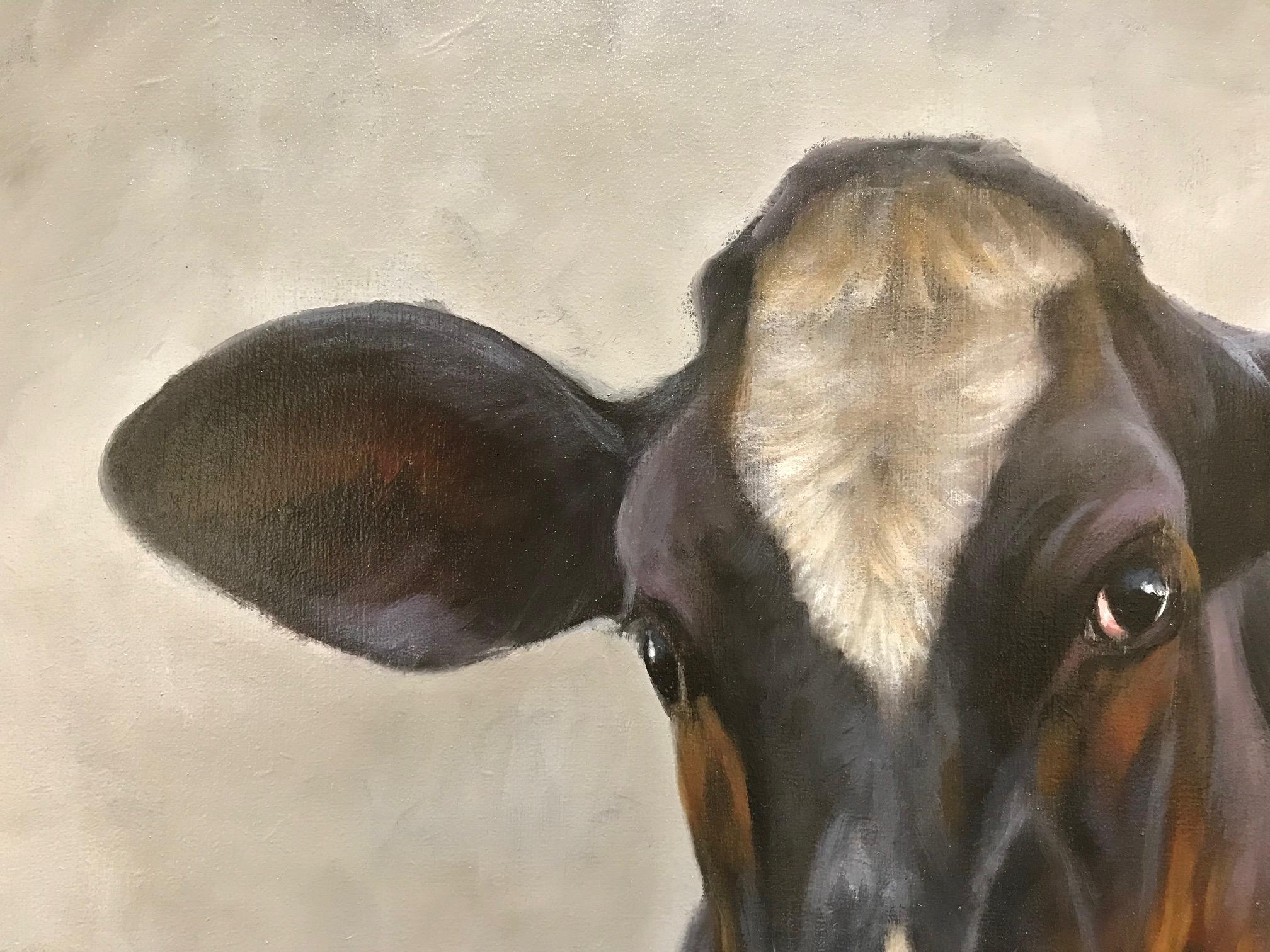 Peinture à l'huile contemporaine néerlandaise de veau, vache, Calf - Contemporain Painting par Paul Jansen
