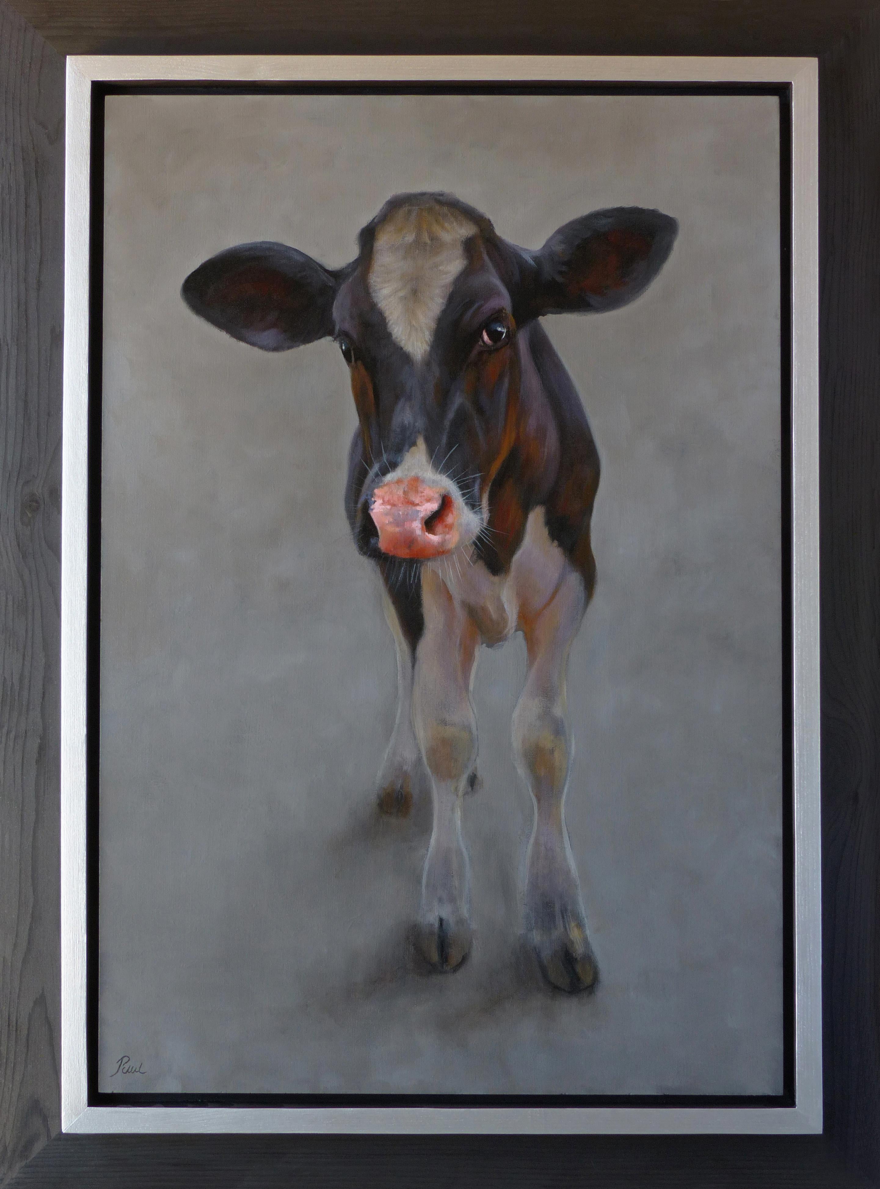 "Calf" Contemporary Dutch Oil Painting of a Dutch Calf, Cow