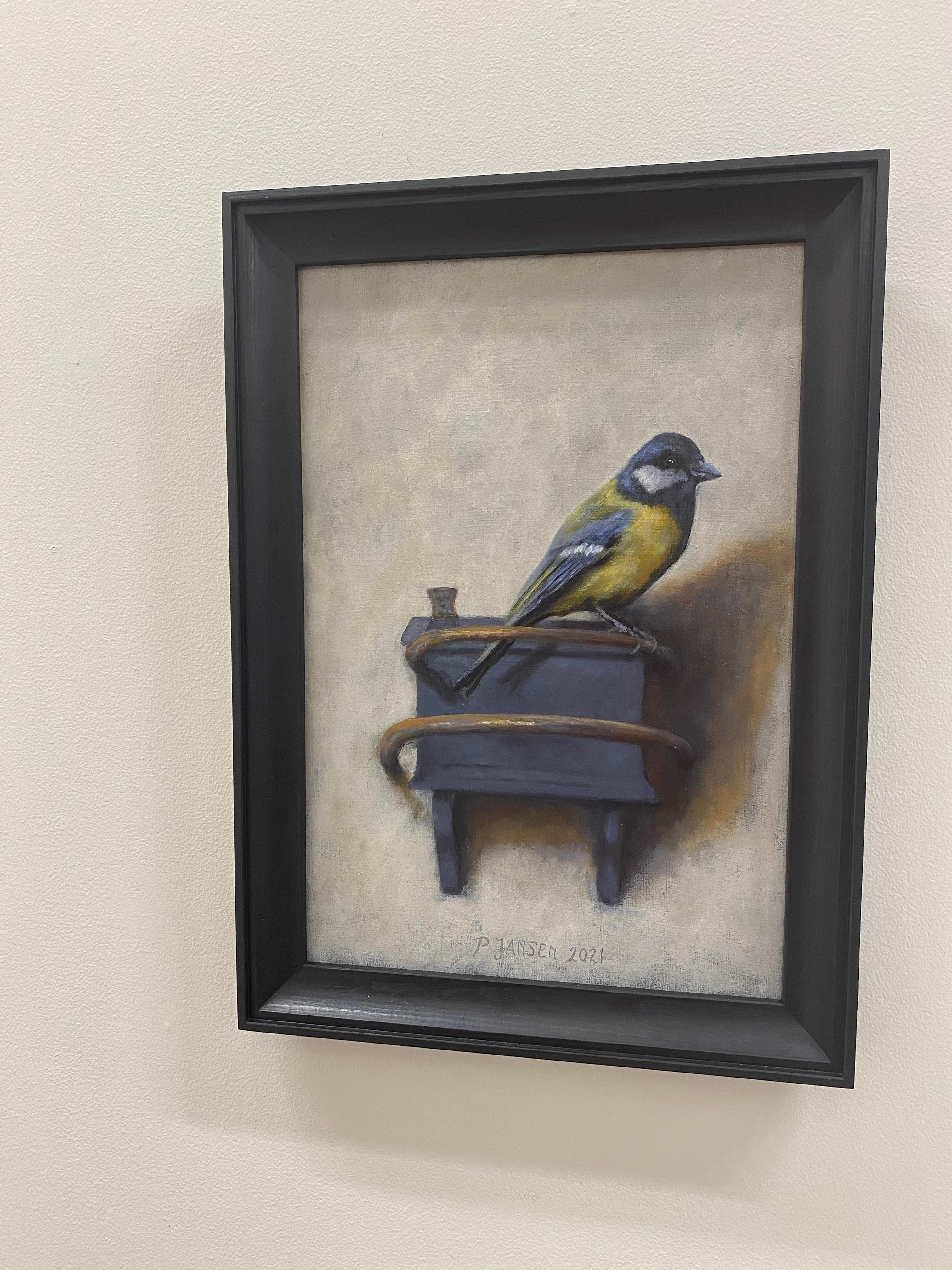 Coal Tit - 21st Century Dutch Contemporary Bird Painting of a Tit - Black Animal Painting by Paul Jansen