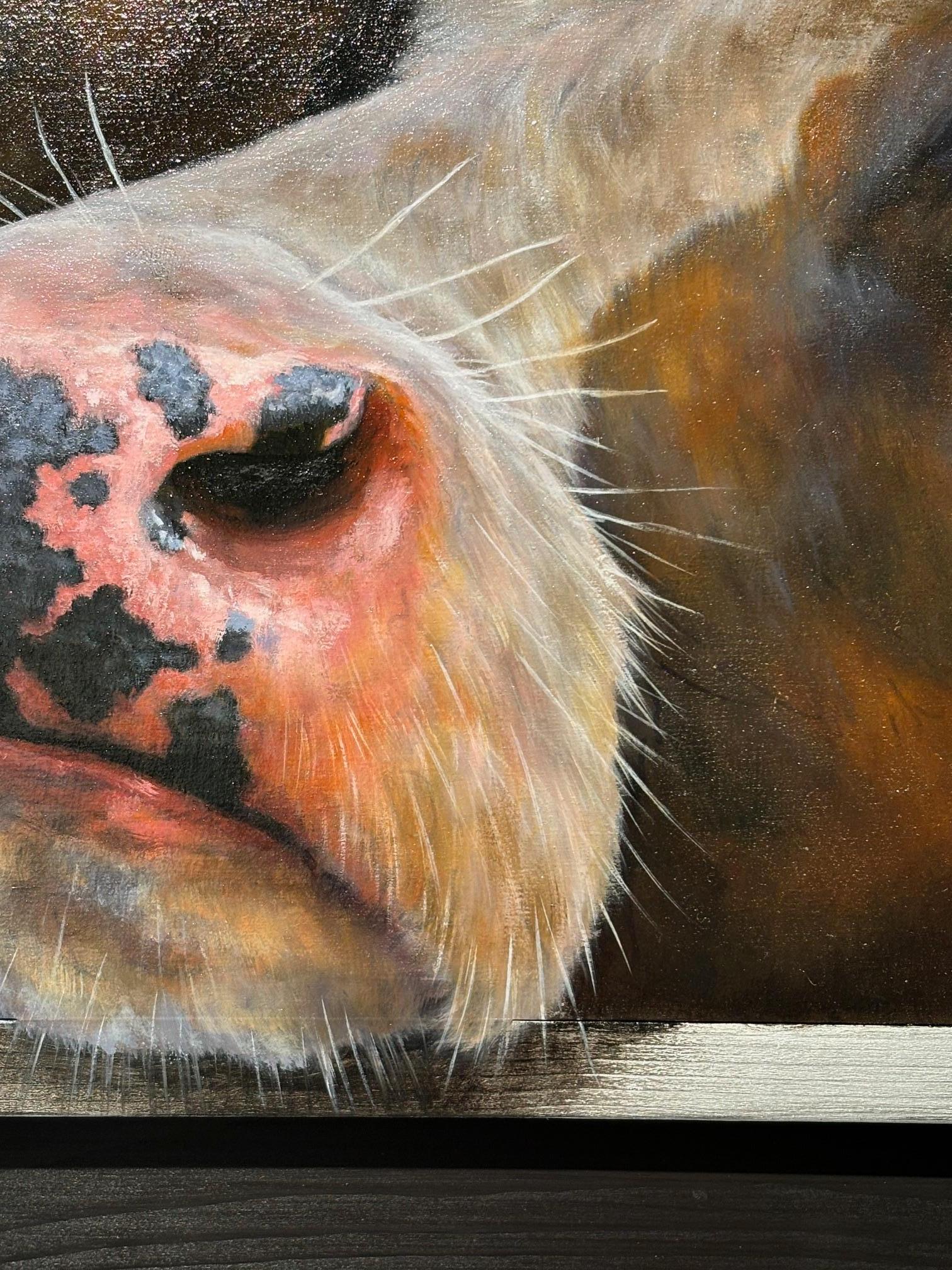 Curioso 1 - ritratto di fauna selvatica originale realistico dipinto ad olio - arte contemporanea in vendita 1