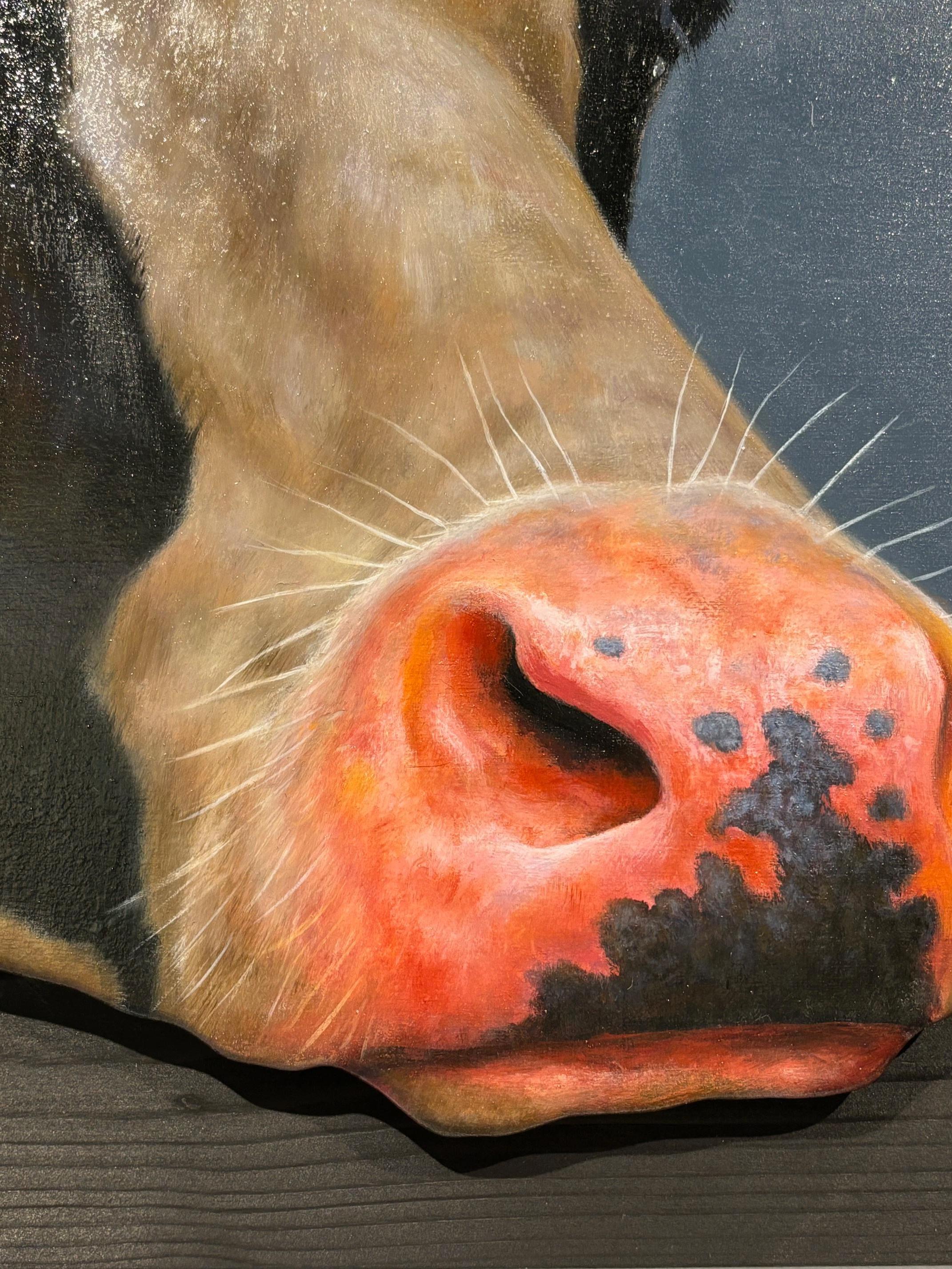 Curioso 2 - ritratto di fauna selvatica originale realistico dipinto ad olio - arte contemporanea - Animal Painting Grigio di Paul Jansen