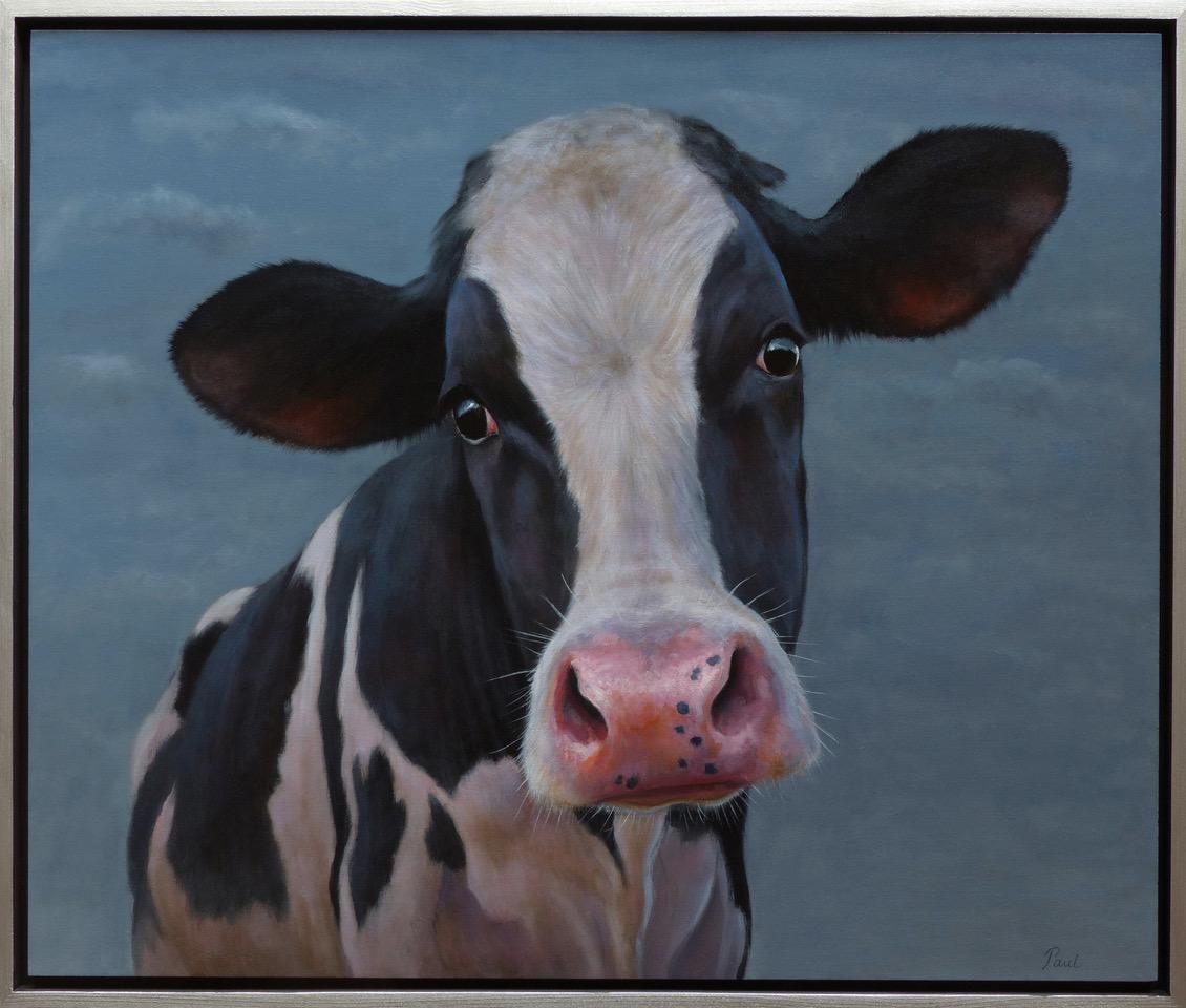 Vitello curioso - Ritratto animale contemporaneo del 21° secolo di Paul Jansen