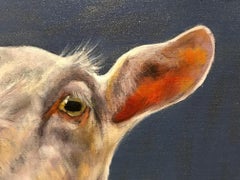 "Goat" Contemporary Dutch Oil Painting of a White Goat