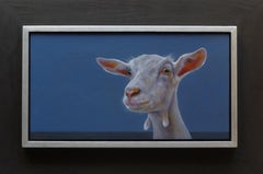 "Goat" Contemporary Dutch Oil Painting of a White Goat