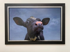 Ciao! -Ritratto contemporaneo del 21° secolo di una mucca dipinta a olio
