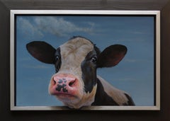 "Portrait 410" Contemporary Dutch Oil Painting of a Cow