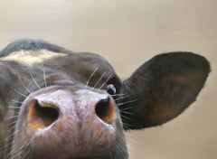 "Portrait 430" Contemporary Dutch Oil Painting of a Dutch Calf, Cow