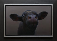 "Portrait 430" Contemporary Dutch Oil Painting of a Dutch Calf, Cow