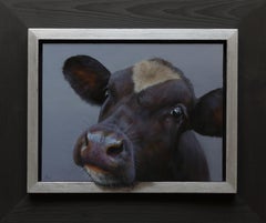 "Portrait 432" Contemporary Dutch Oil Painting of a Dutch Calf, Cow