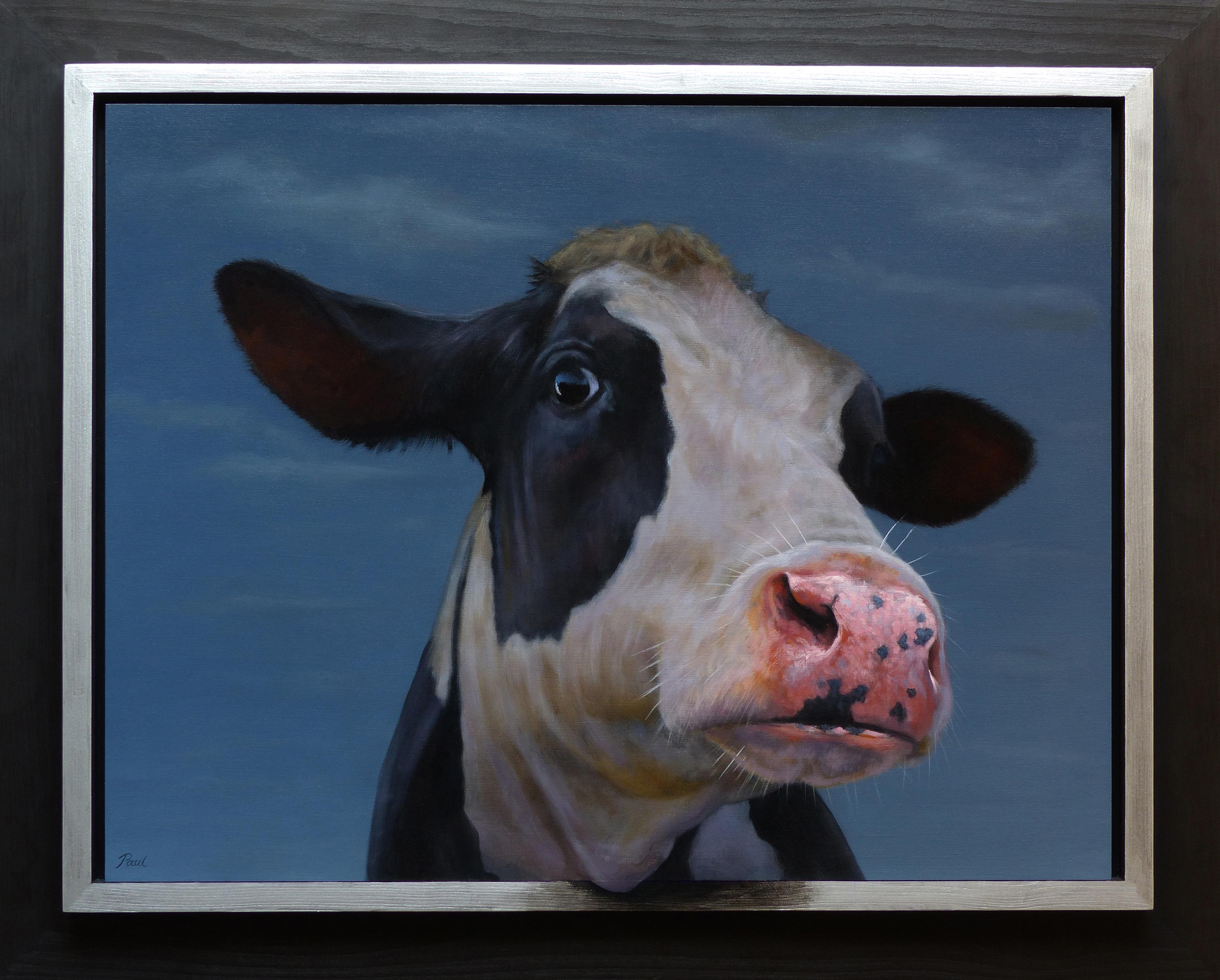 Paul Jansen Animal Painting - Portrait of a Cow- 21st Century Contemporary Portrait painting of a Cow