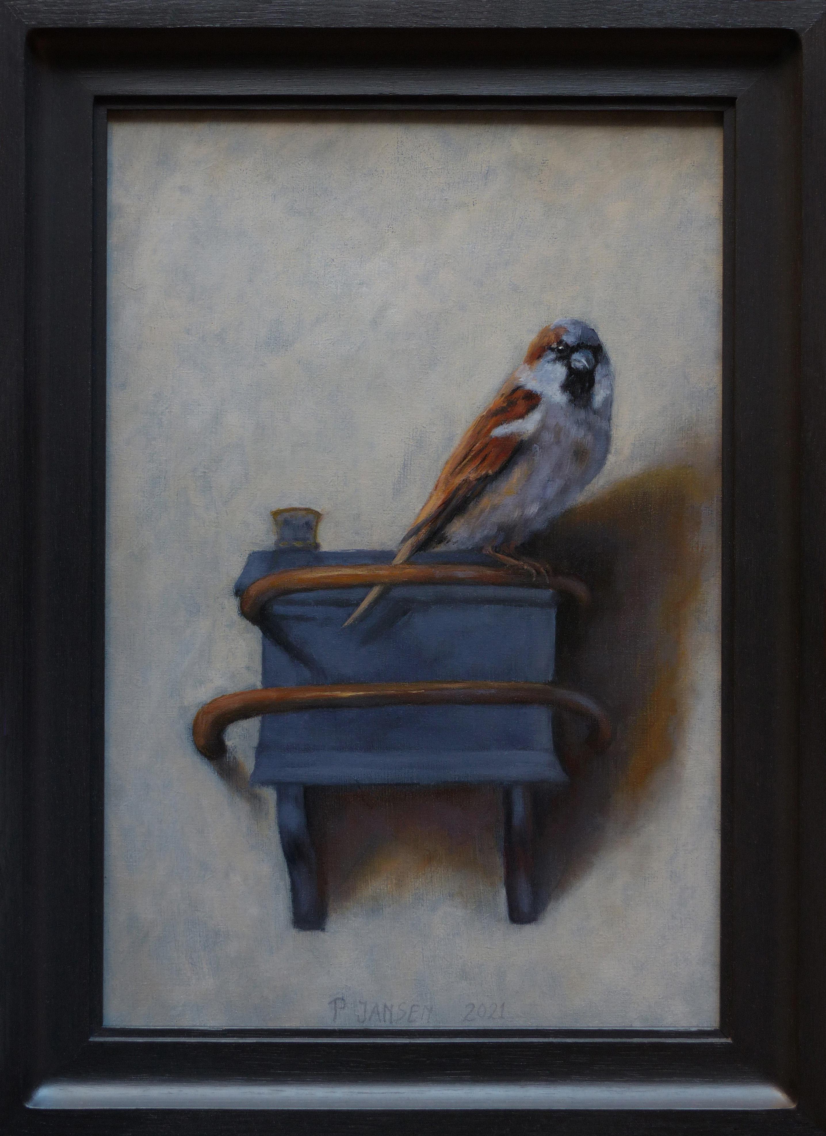 Sparrow - 21st Century Dutch Contemporary Bird Painting of a Sparrow