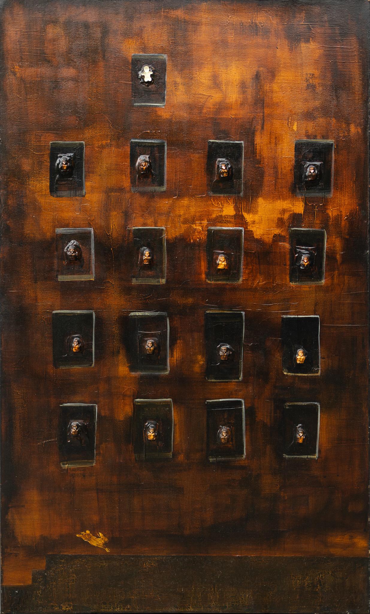Abstraktes Triptychon „Carrito Rojo“ (Postmoderne), Painting, von Paul Jauregui