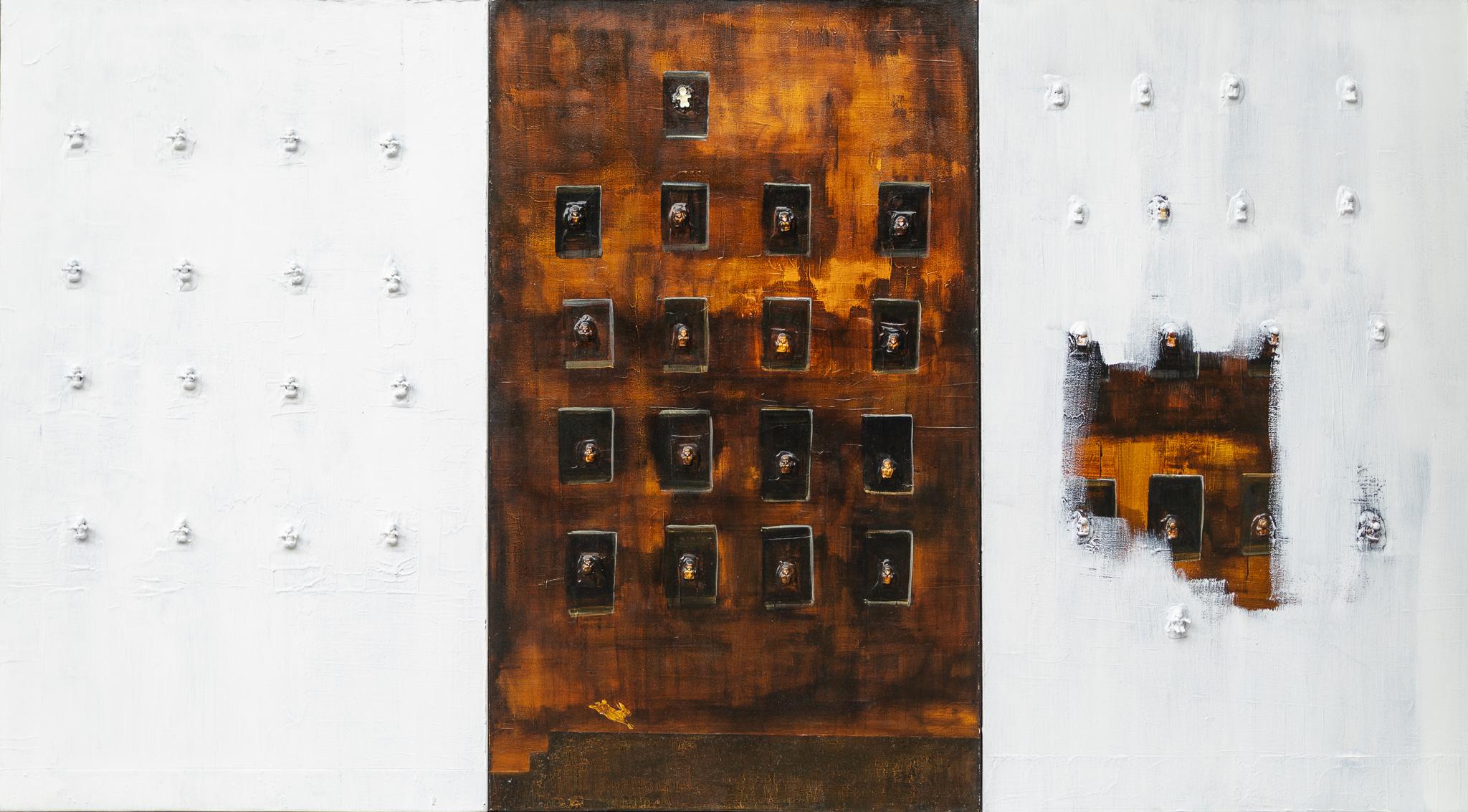 Paul Jauregui Abstract Painting – Abstraktes Triptychon „Carrito Rojo“