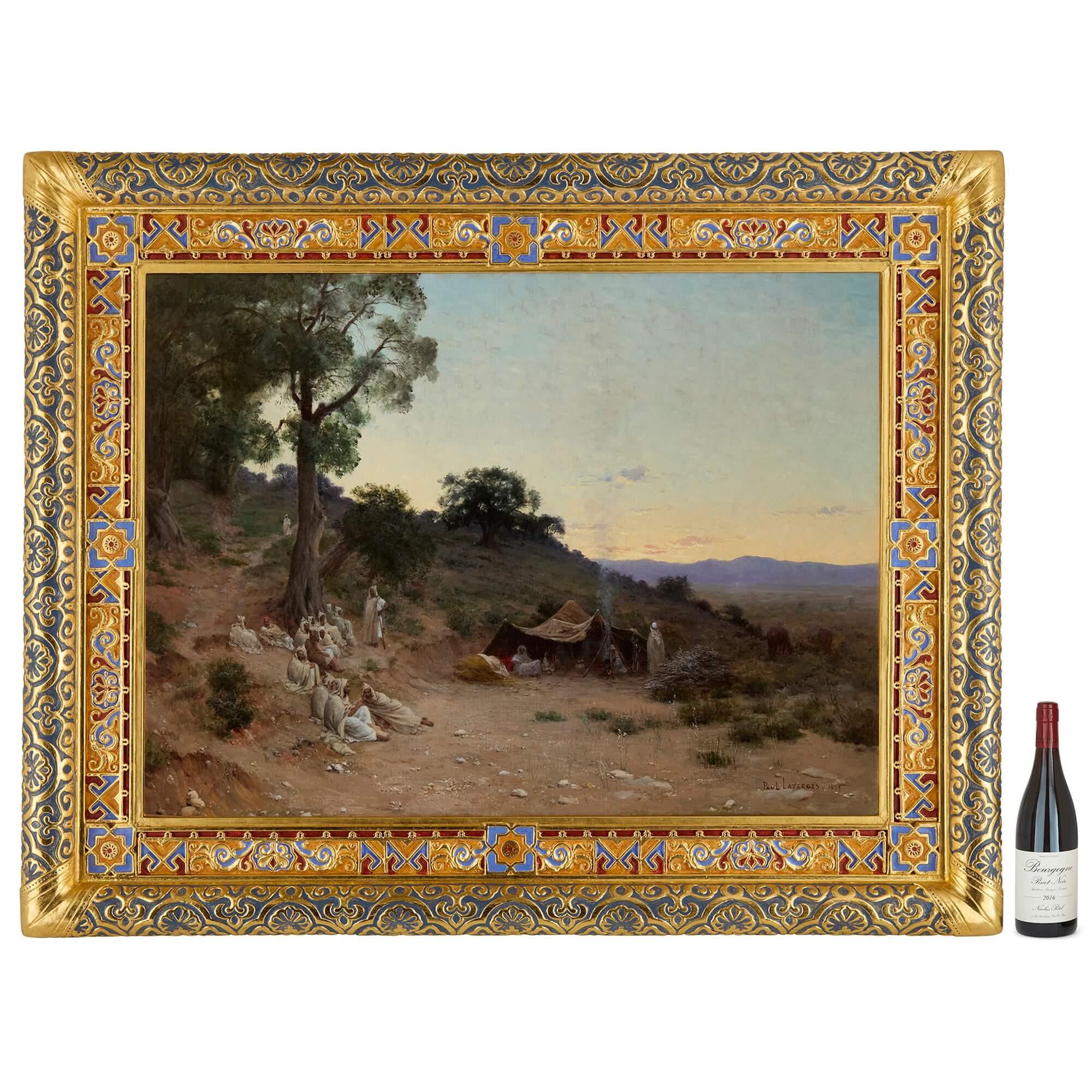 Großes orientalisches Gemälde einer Abendlandschaft von Lazerges im Angebot 2
