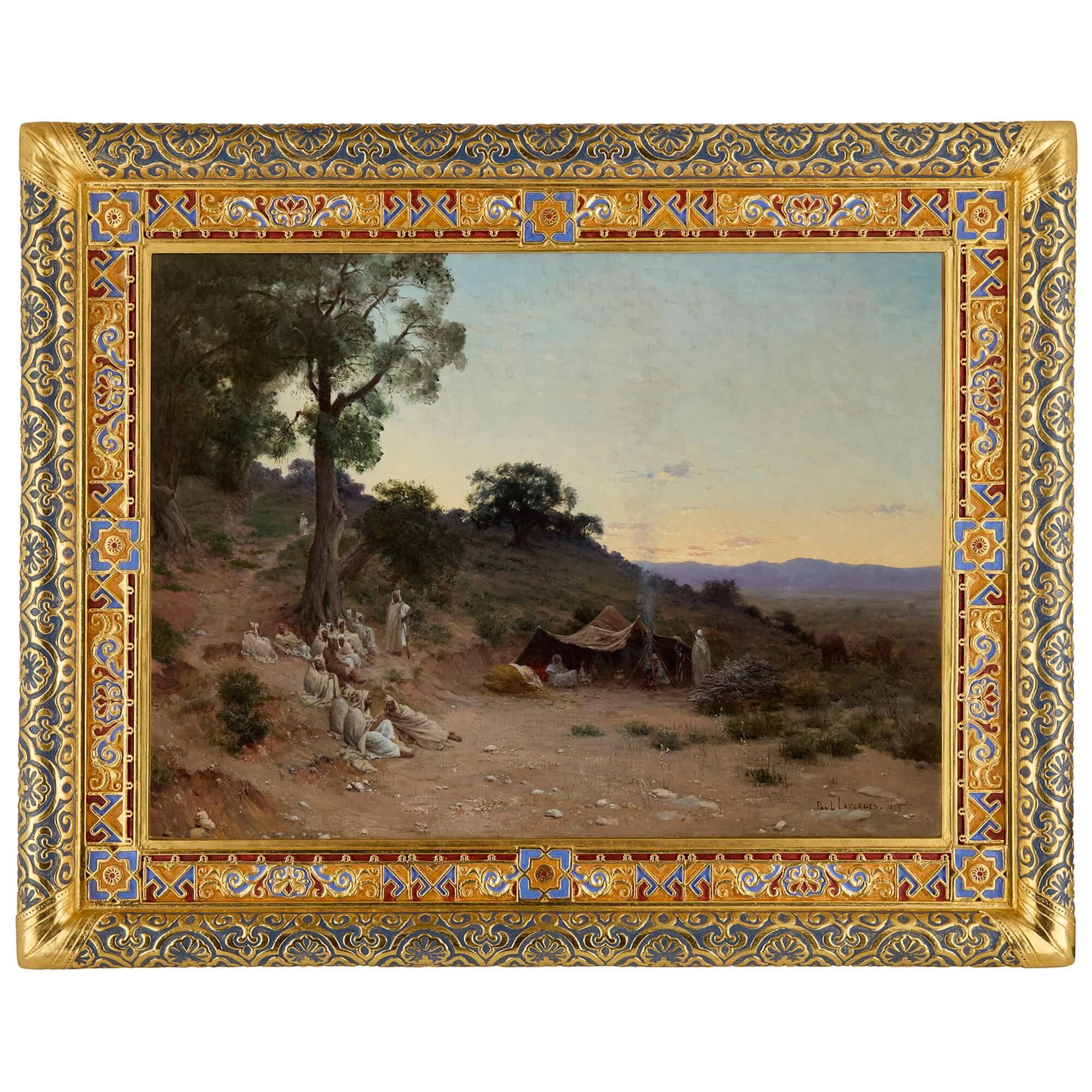 Großes orientalisches Gemälde einer Abendlandschaft von Lazerges