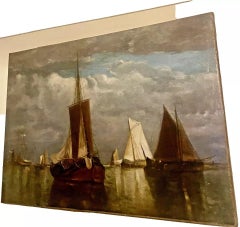 Paul Jean Clays (1819-1900) Belgian. Large Antique Seascape Oil Painting Canvas