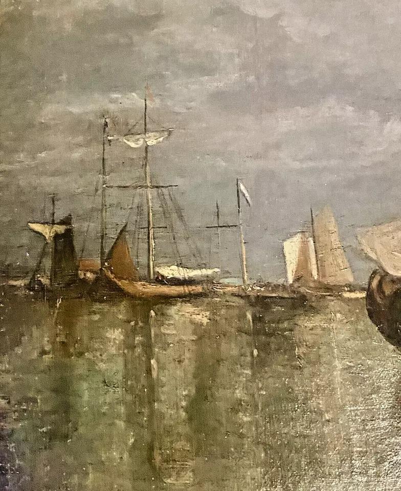 Paul Jean Clays (1819-1900) Belga. Gran lienzo antiguo de paisaje marino al óleo en Excelente estado para la venta en London, GB