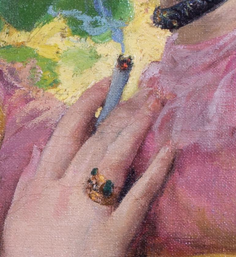 Quadro originale per la pubblicità delle sigarette JOB, 1900, dell'artista francese Gervais - Painting Accademia di Paul-Jean-Louis Gervais