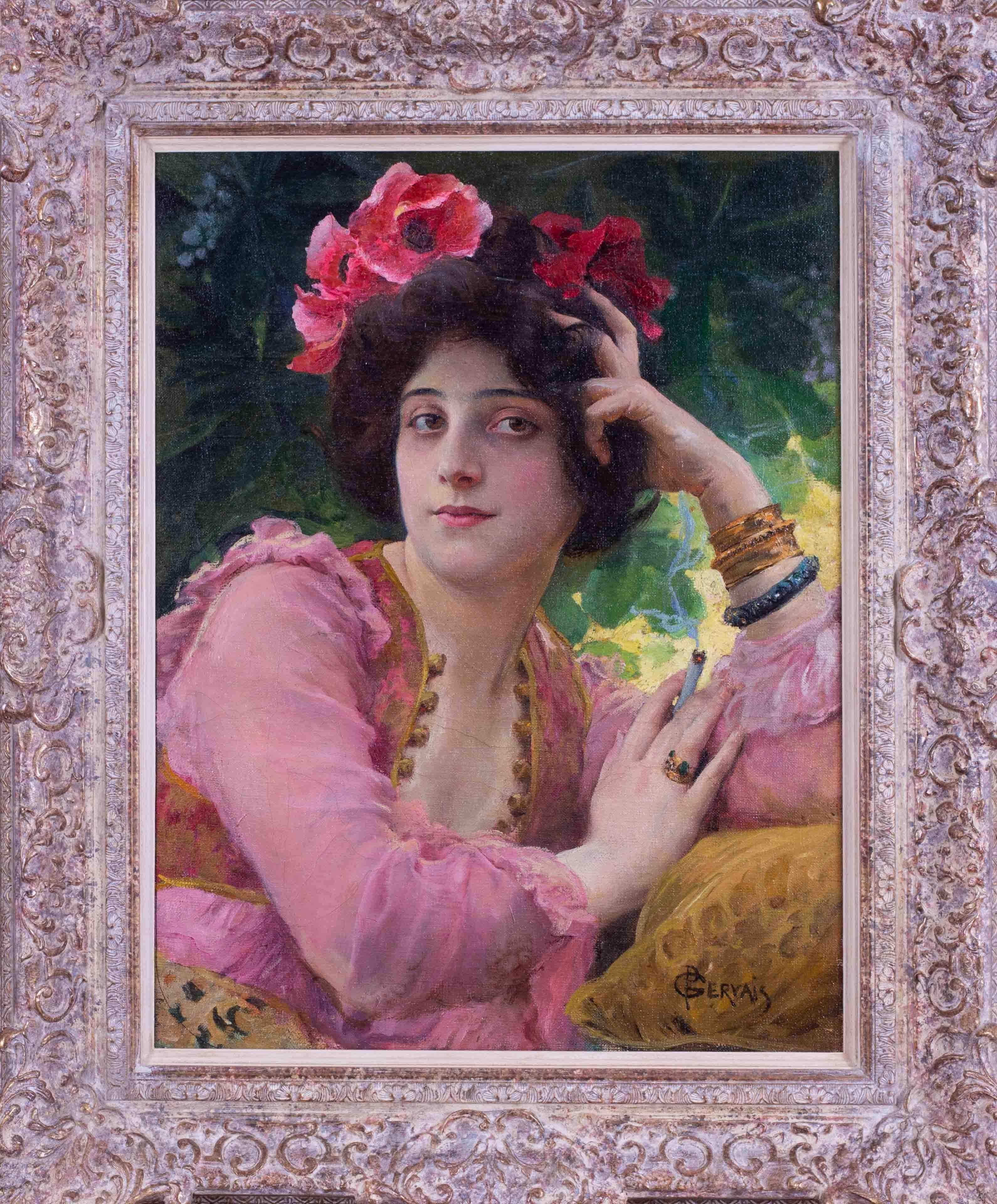 Figurative Painting di Paul-Jean-Louis Gervais - Quadro originale per la pubblicità delle sigarette JOB, 1900, dell'artista francese Gervais