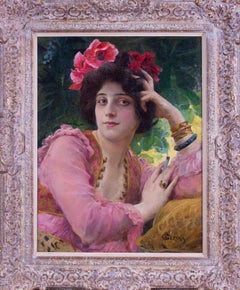 Antique Original painting for JOB cigarettes advert, 1900, by French artist Gervais