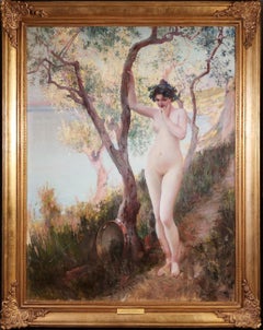 The Wood Nymph - Large 19th Century French Post Impressionist Nude Portrait