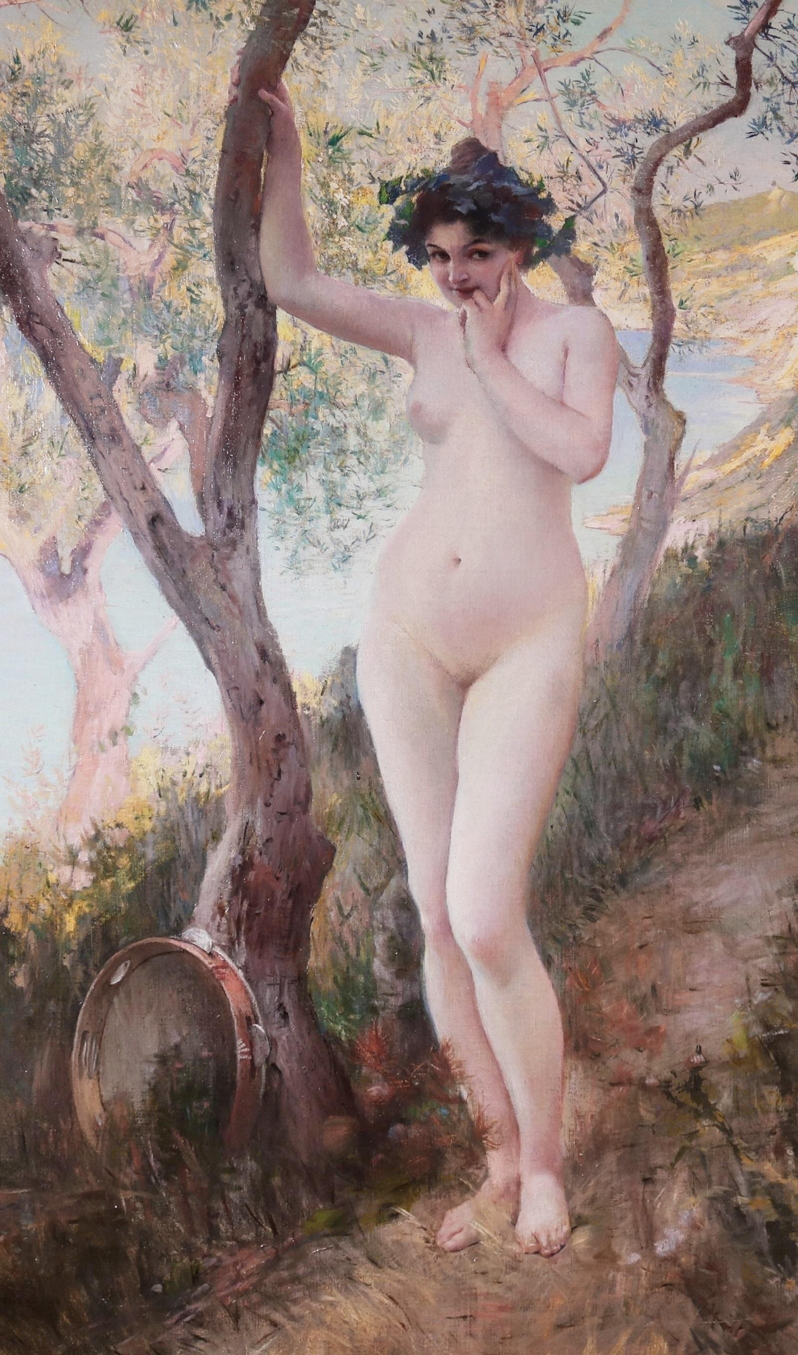 The Wood Nymph - Large 19th Century French Post Impressionist Nude Portrait  - Post-Impressionist Painting by Paul-Jean-Louis Gervais
