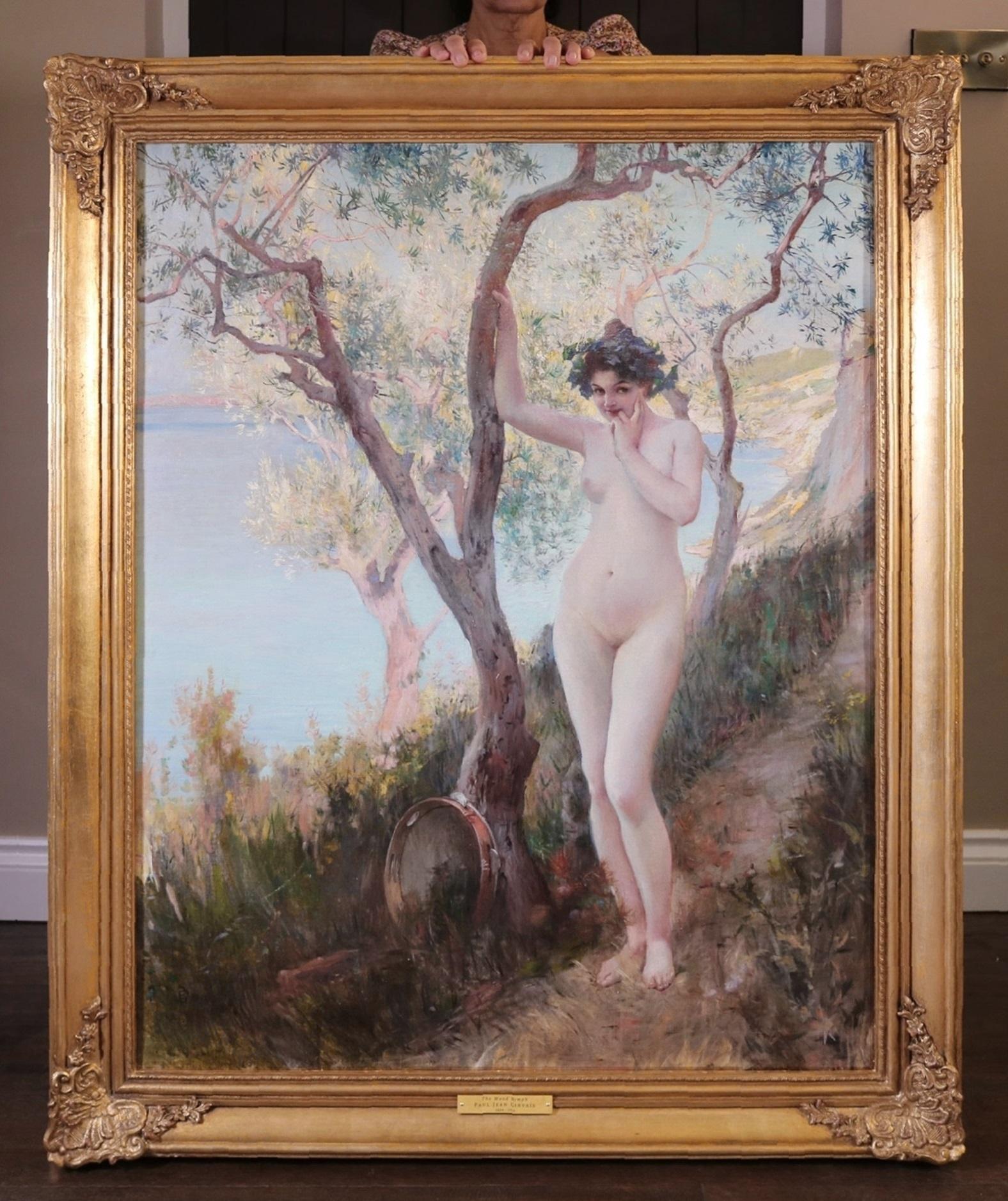 Paul-Jean-Louis Gervais Nude Painting - The Wood Nymph - Large 19th Century French Post Impressionist Nude Portrait 