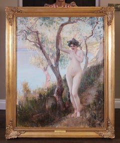 The Wood Nymph - Large 19th Century French Post Impressionist Nude Portrait 