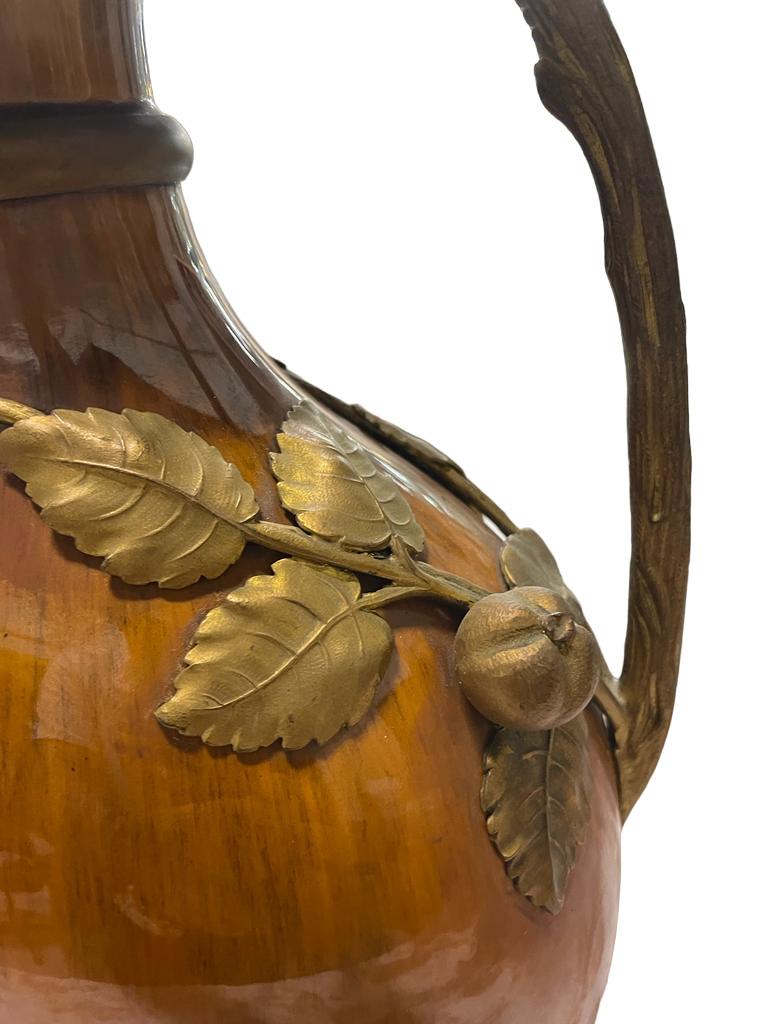 Paul Jean Milet. Bronze-Mounted Art Nouveau-Period Sevres Art Pottery Vase In Good Condition For Sale In Richmond Hill, ON