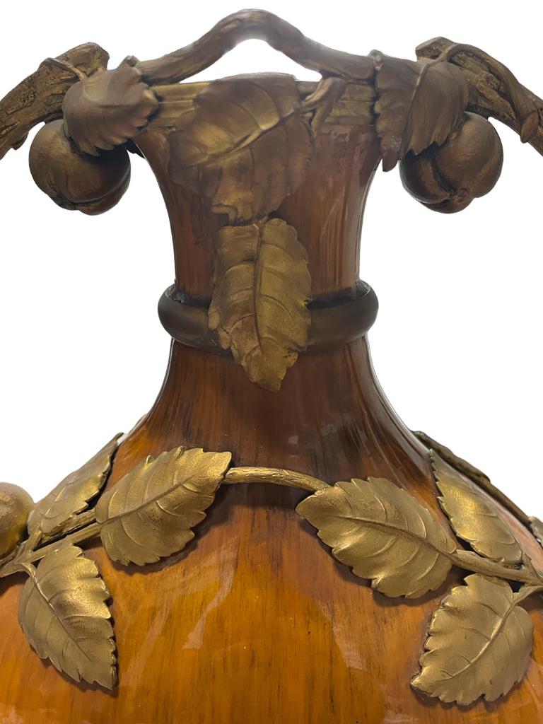 Early 20th Century Paul Jean Milet. Bronze-Mounted Art Nouveau-Period Sevres Art Pottery Vase For Sale