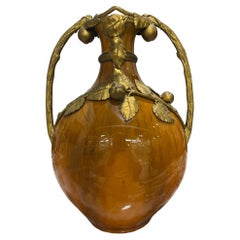 Antique Paul Jean Milet. Bronze-Mounted Art Nouveau-Period Sevres Art Pottery Vase