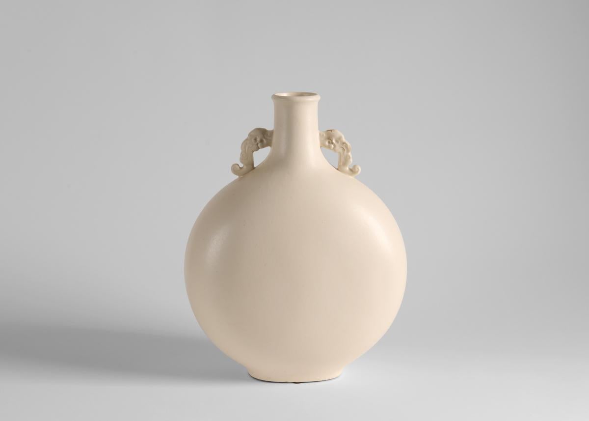 Glazed Paul Jean Milet for Sevres, Porcelain Flask Vase, France, Circa 1920 For Sale