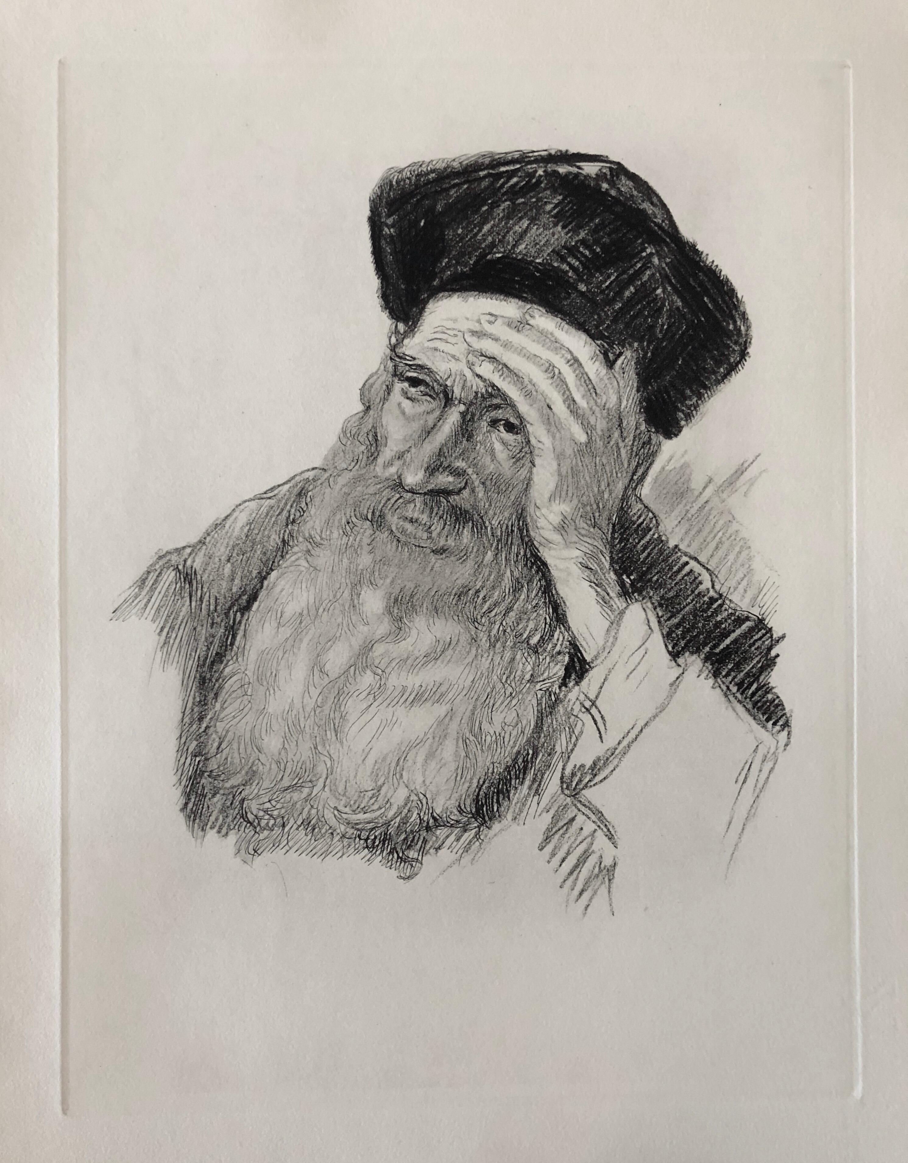 Judaica Grabado Judío Rabino Jasídico, Gaón, Genio, Vintage Chassidic Art Print - Portrait Print Gris de Paul Jeffay