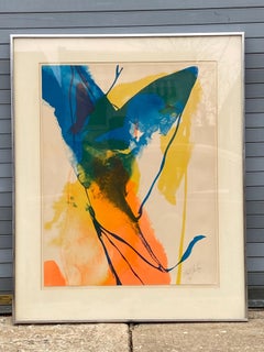 Lithographie abstraite colorée signée et numérotée 5/35 par Paul Jenkins