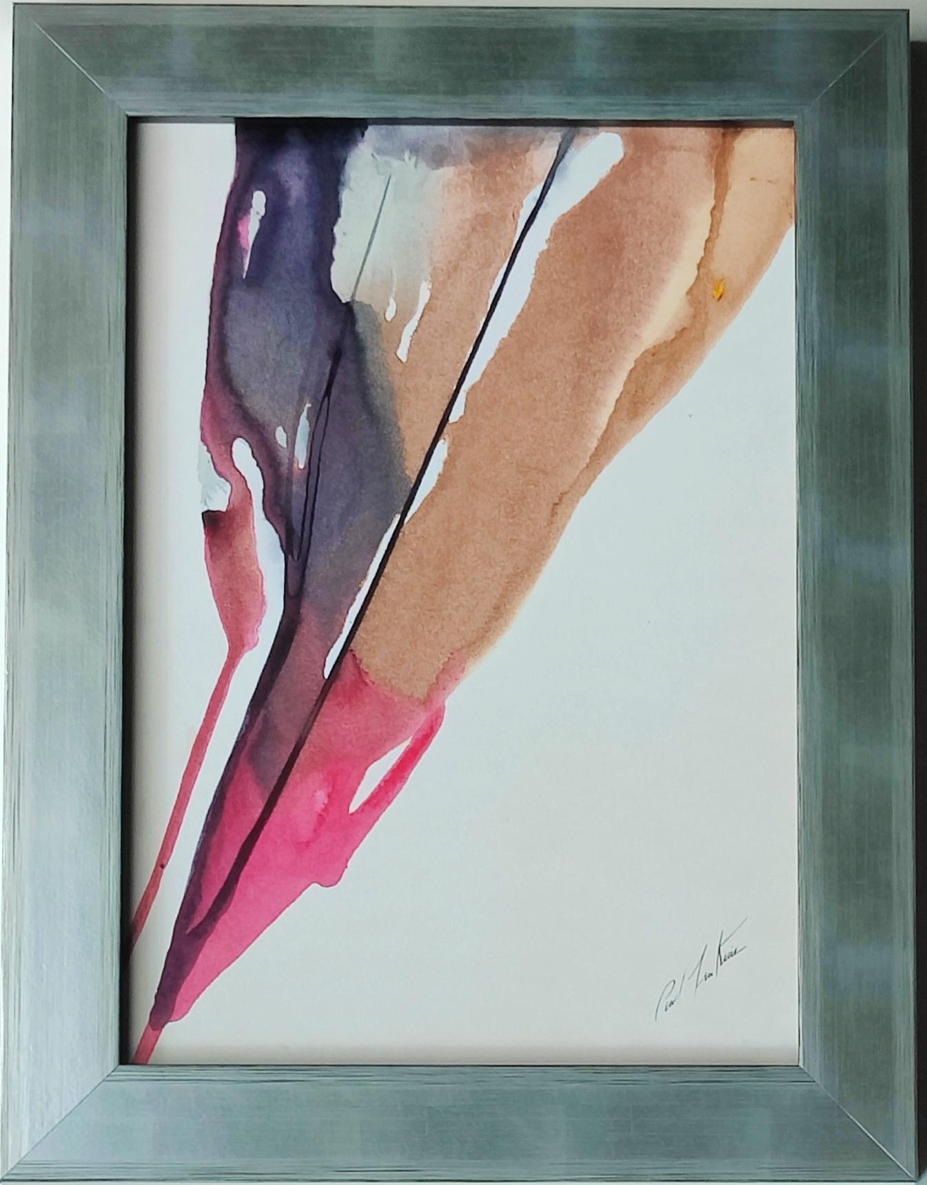 Paul Jenkins
Phenomena With Two Black Threads, 1964
Acrylic on paper 
Hand signed lower right
Inscribed and dated on the reverse
Painting size 36.4 x 25.3 cm
Frame size  44 x 33.4 x 3 cm