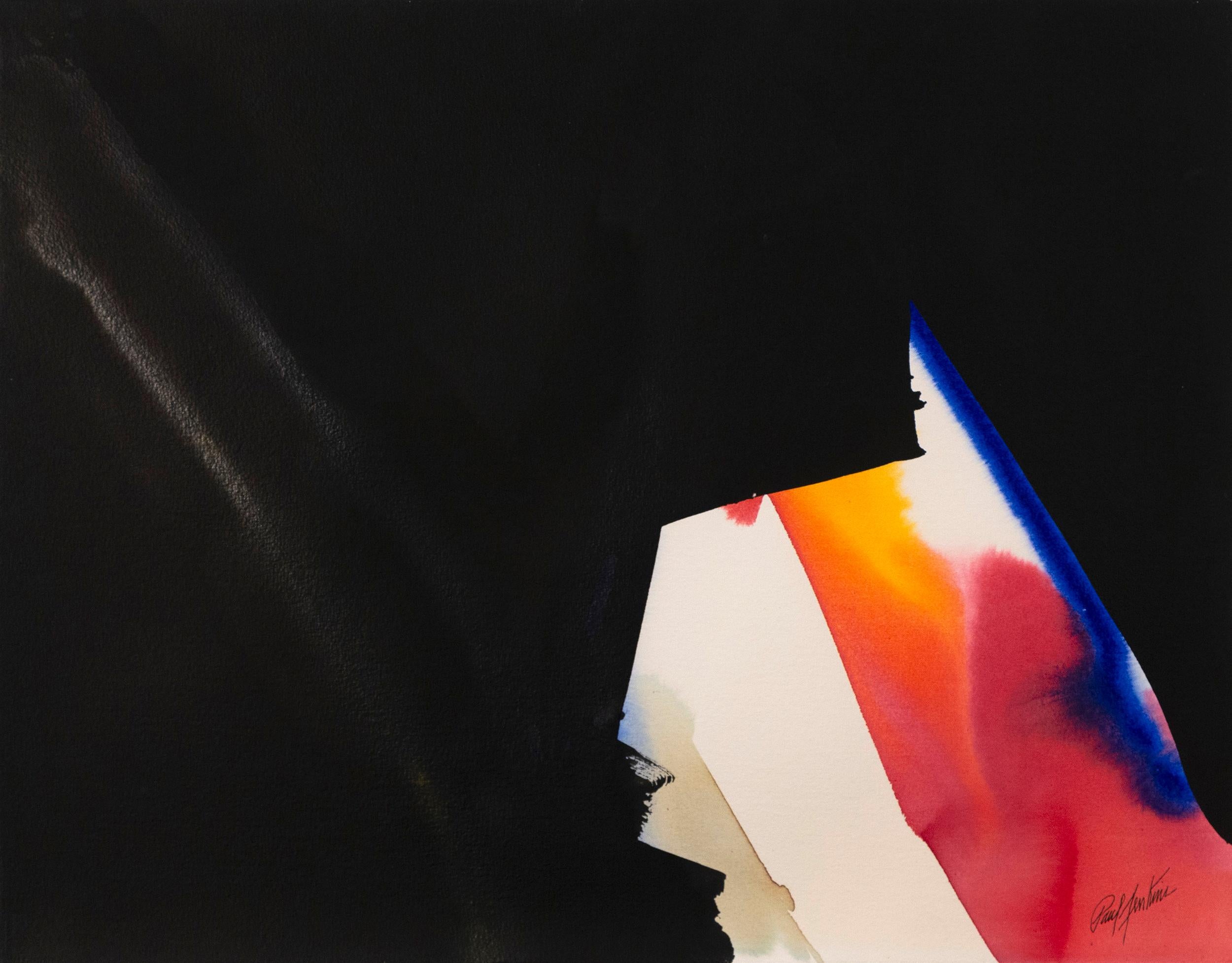 Aquarelle rare encadrée Untitled (Black Field), Paul Jenkins, 1978 en vente 8