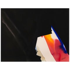 Paul Jenkins "Sin título" (Campo negro) acuarela rara enmarcada 1978