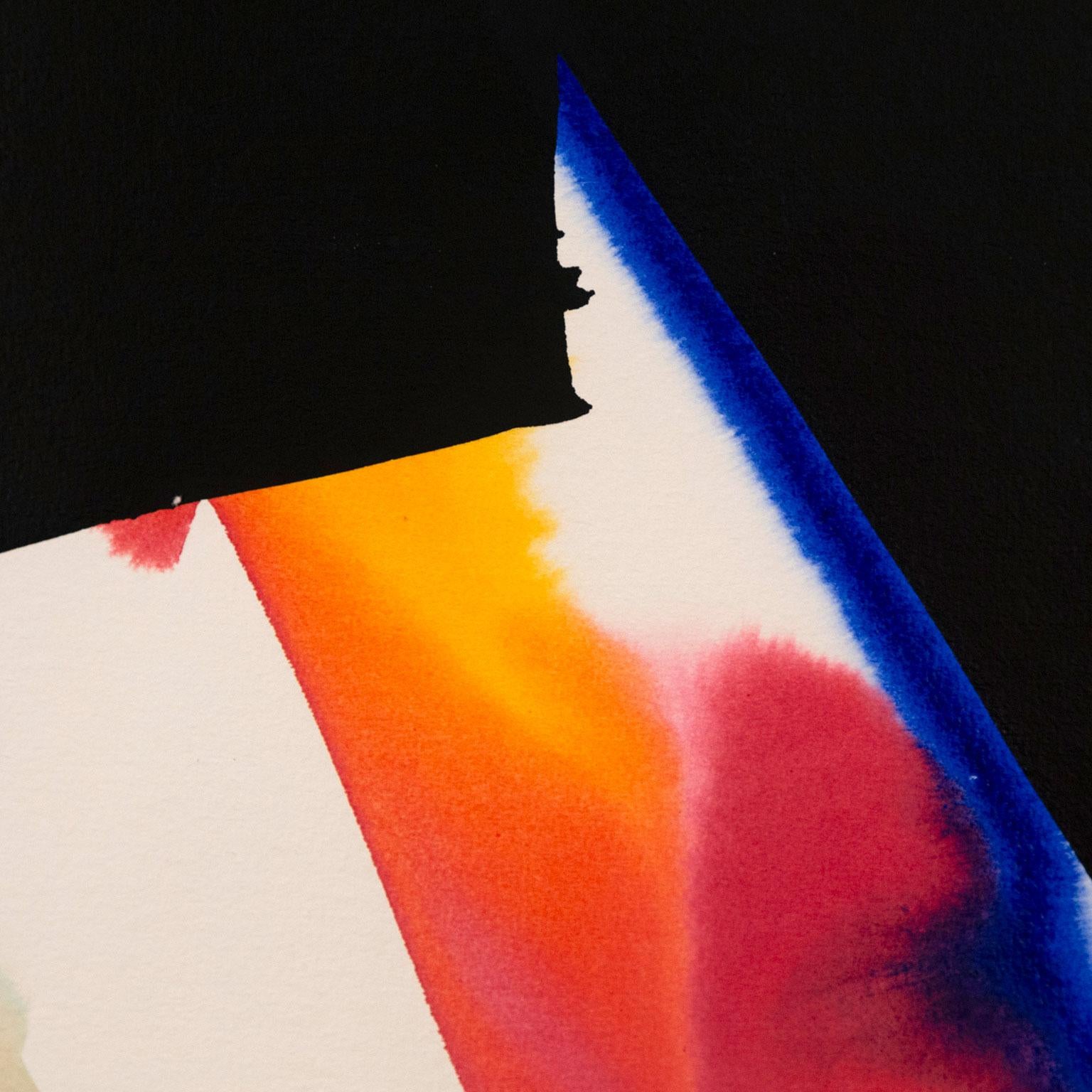 Aquarelle rare encadrée Untitled (Black Field), Paul Jenkins, 1978 en vente 5