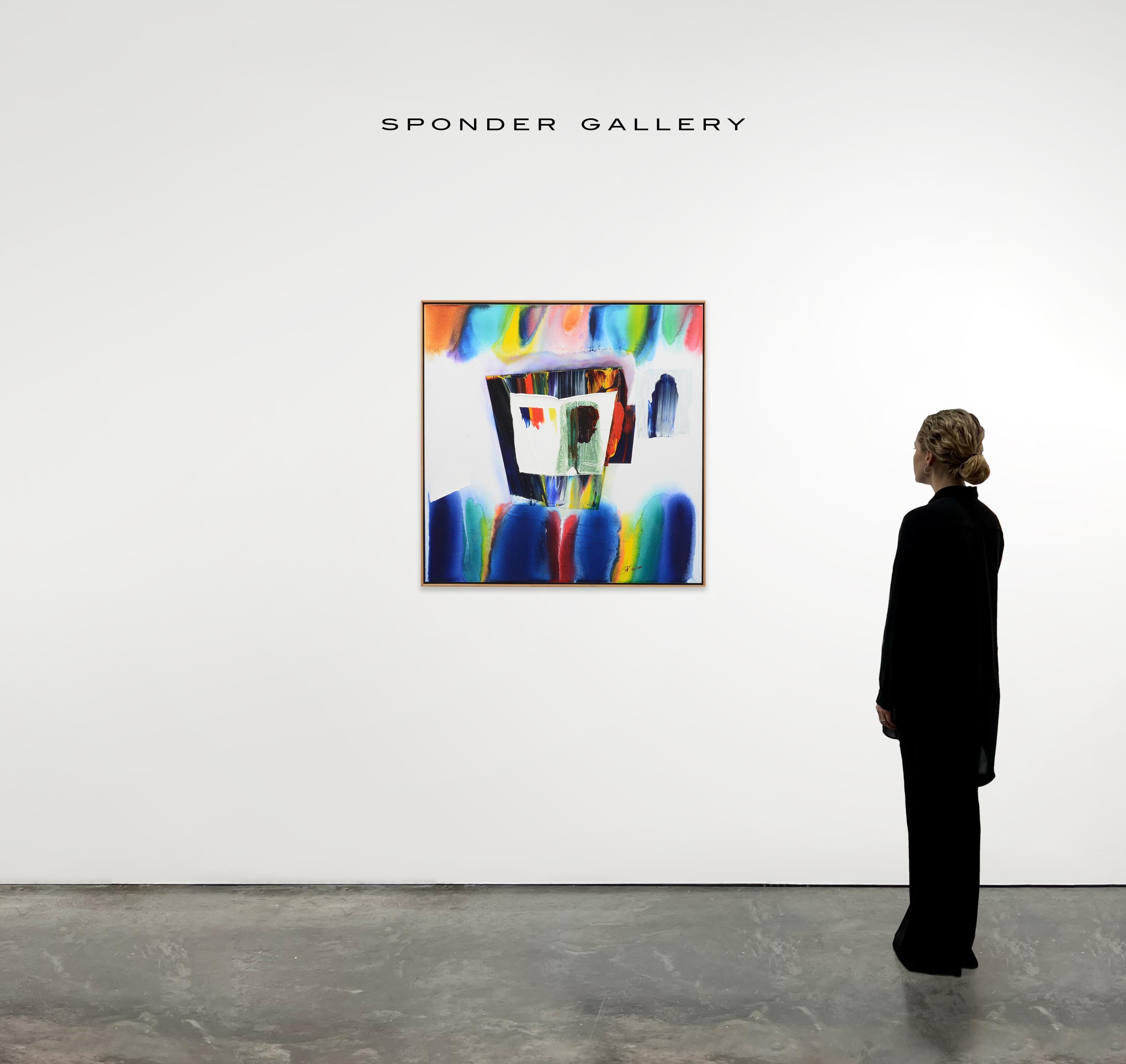 Phenomena White Chalise - Gray Abstract Painting by Paul Jenkins
