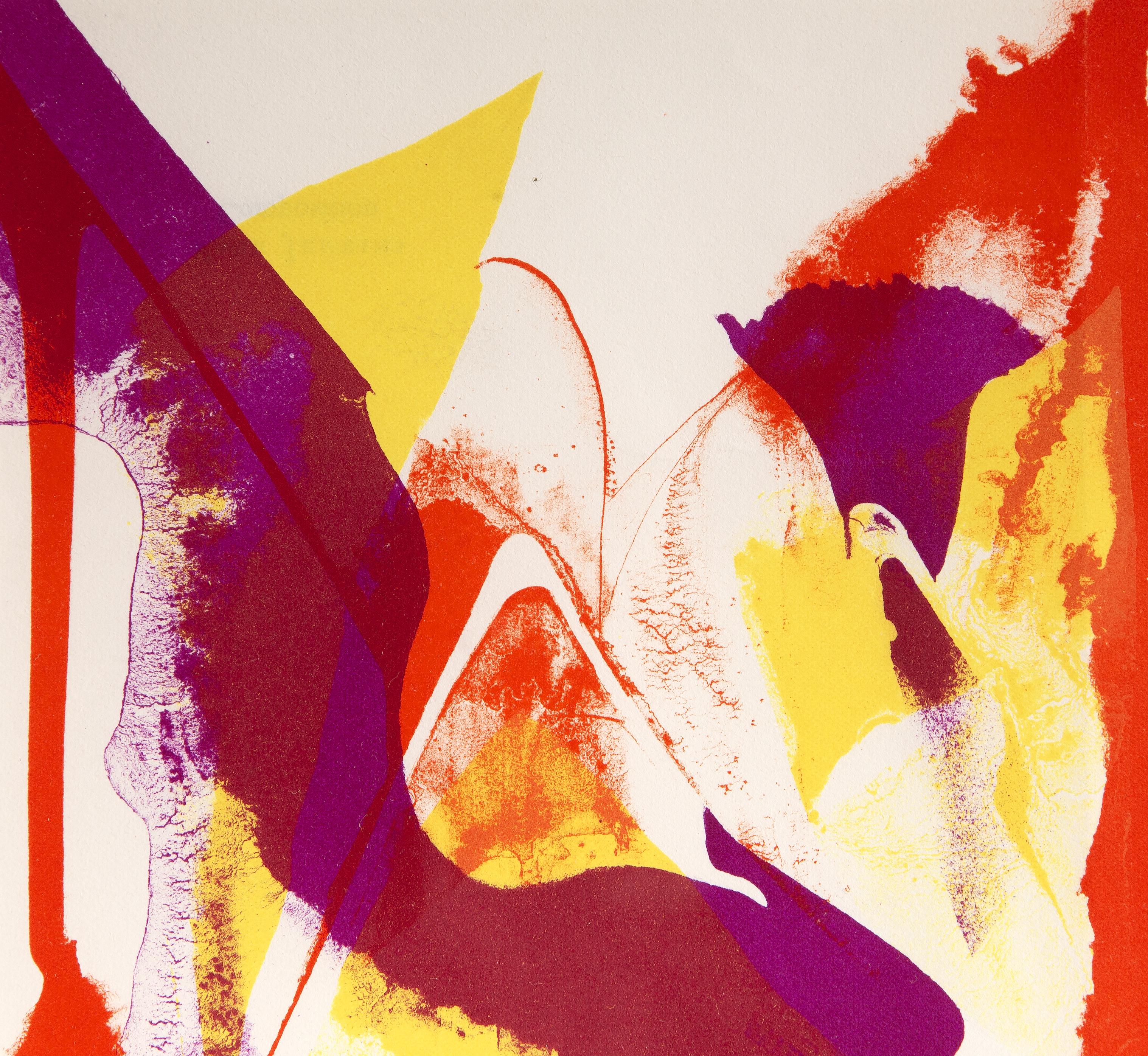Composition in Purple, Red and Yellow, Abstract Lithograph by Paul Jenkins For Sale 2