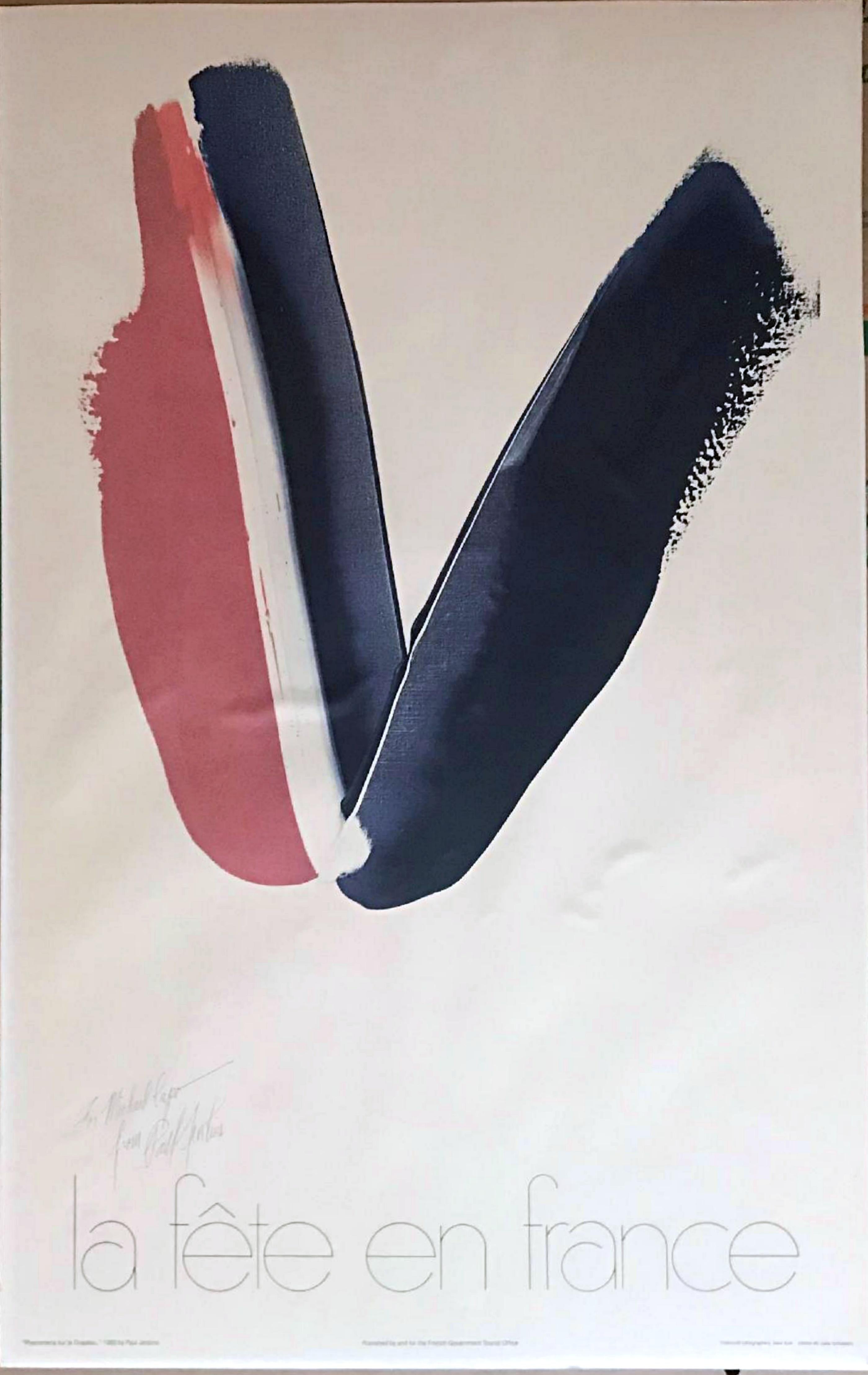 Phenomena Sur Le Drapeau (Hand Signed and Inscribed) - Print by Paul Jenkins