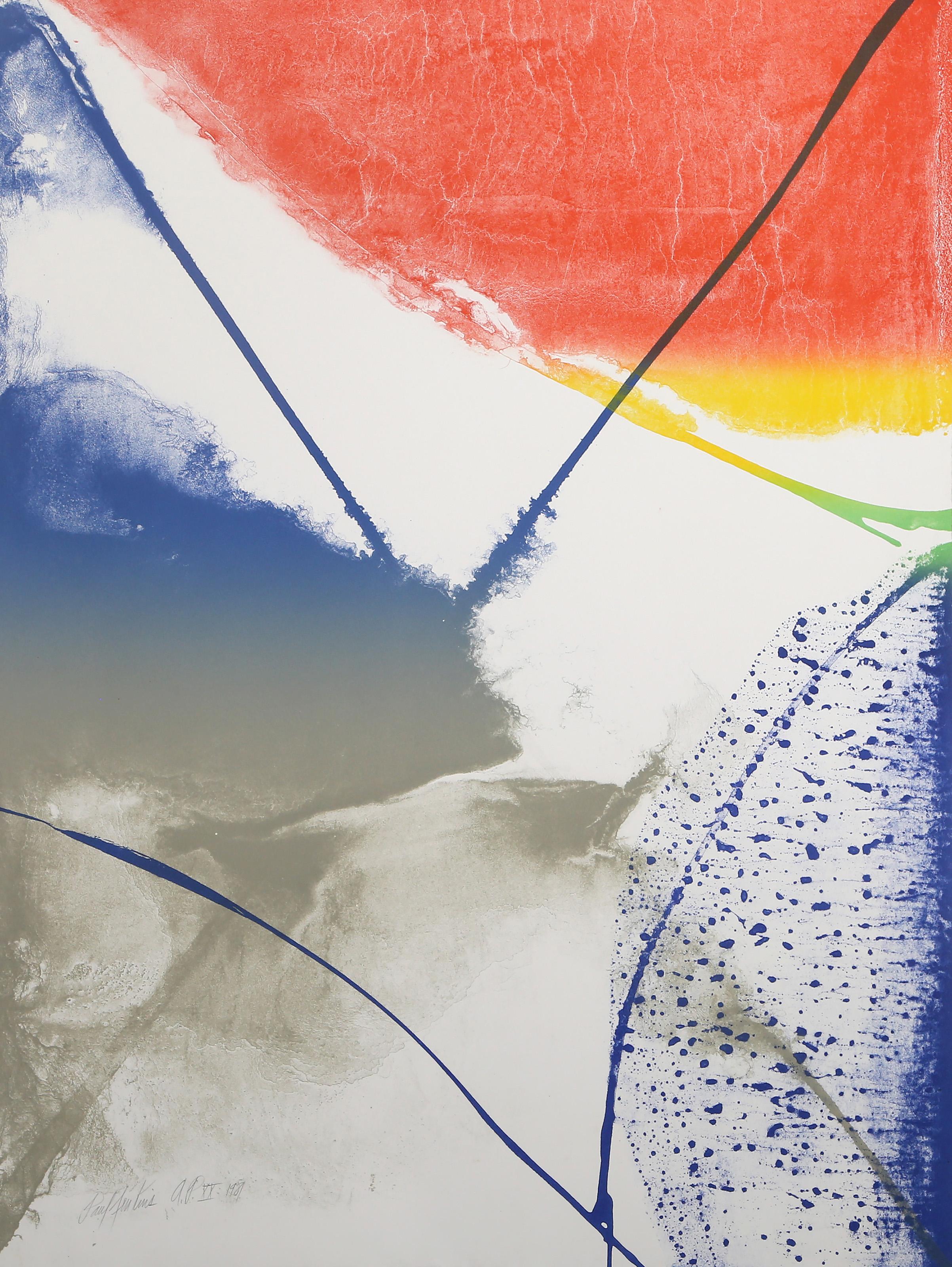 Paul Jenkins, americano (1923 - 2012) - Solstizio d'estate di York, anno:  1981, Medio:  Litografia su Somerset, firmata, numerata e datata a matita, edizione:  AP XX, 150, Taglia:  38 x 29 pollici (96,52 x 73,66 cm), Stampatore:  Sword Street